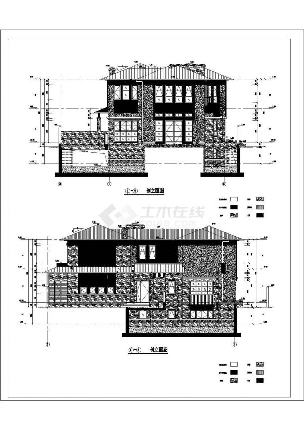 【上海】2层现代风格独栋别墅建筑设计施工图-图一