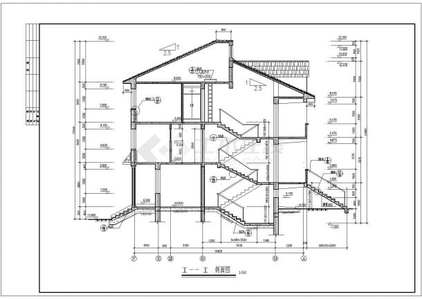 某地区三层欧式错层住宅别墅设计建筑施工图-图一