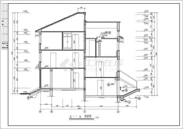 某地区三层欧式错层住宅别墅设计建筑施工图-图二