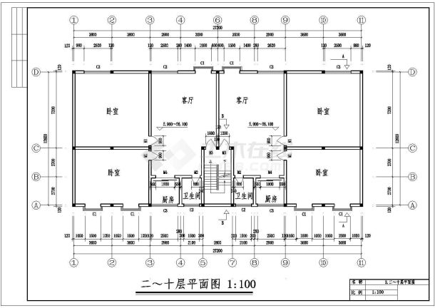 3427平米十层钢结构住宅楼建筑结构施工图-图二