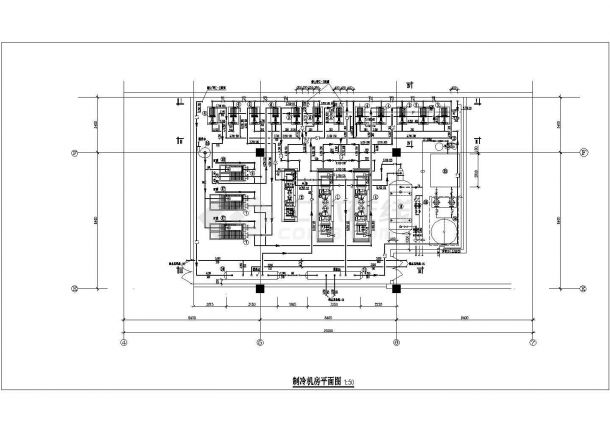 某地区制冷机房平面设计CAD施工图-图二
