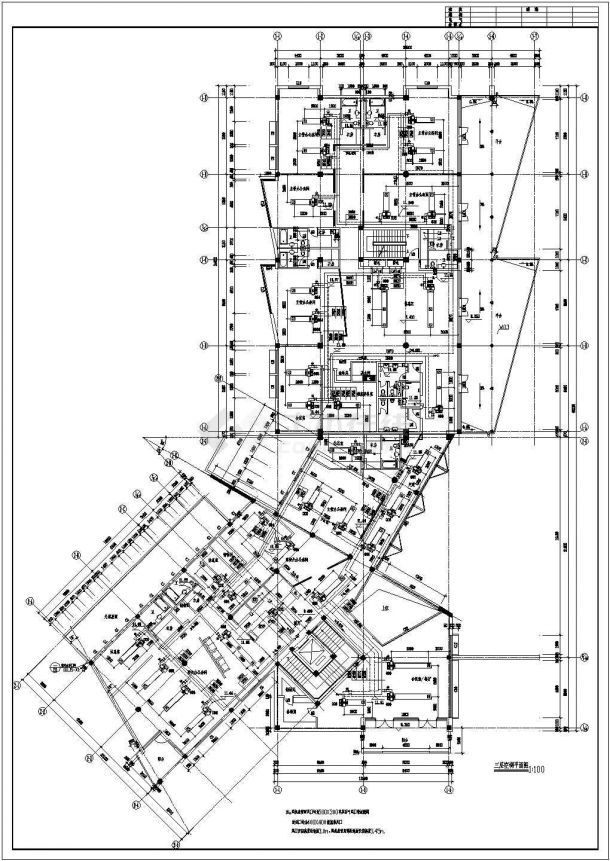 安徽某地区大学行政楼采暖设计CAD空调图-图二
