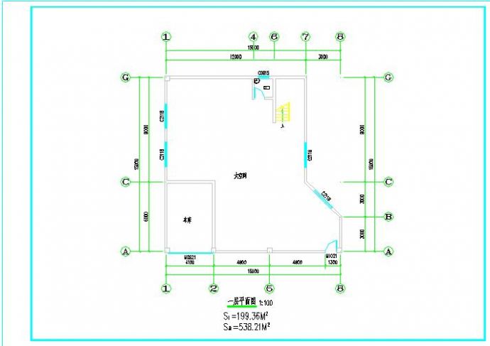 某地三层框架结构小别墅设计图（只含平面图）_图1