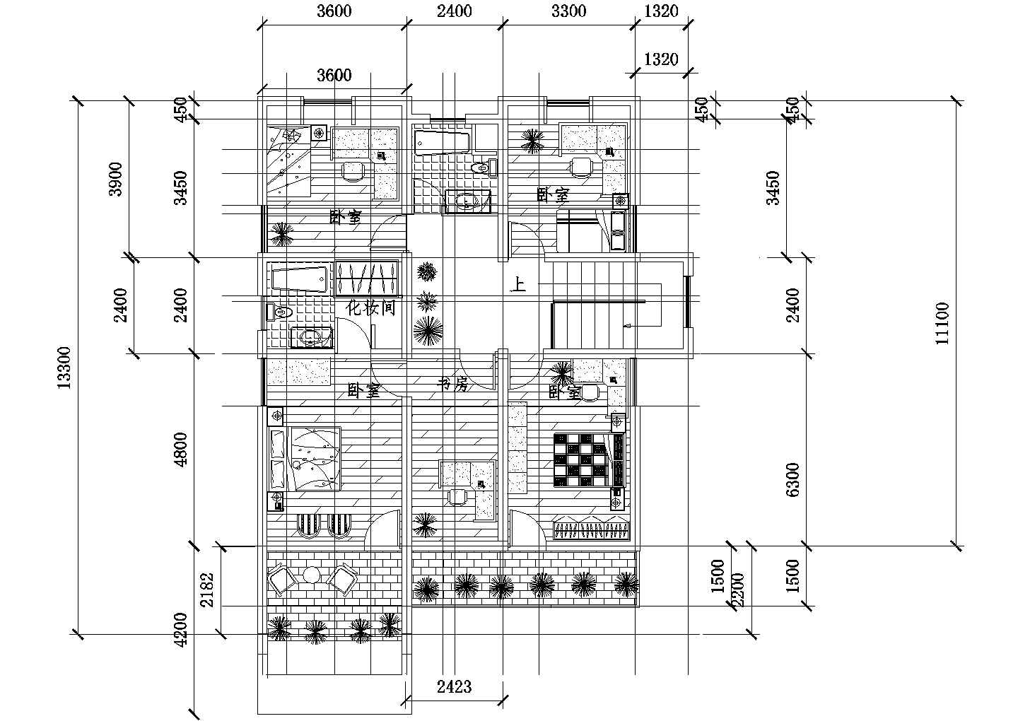 某地区别墅建筑一层平面设计方案图