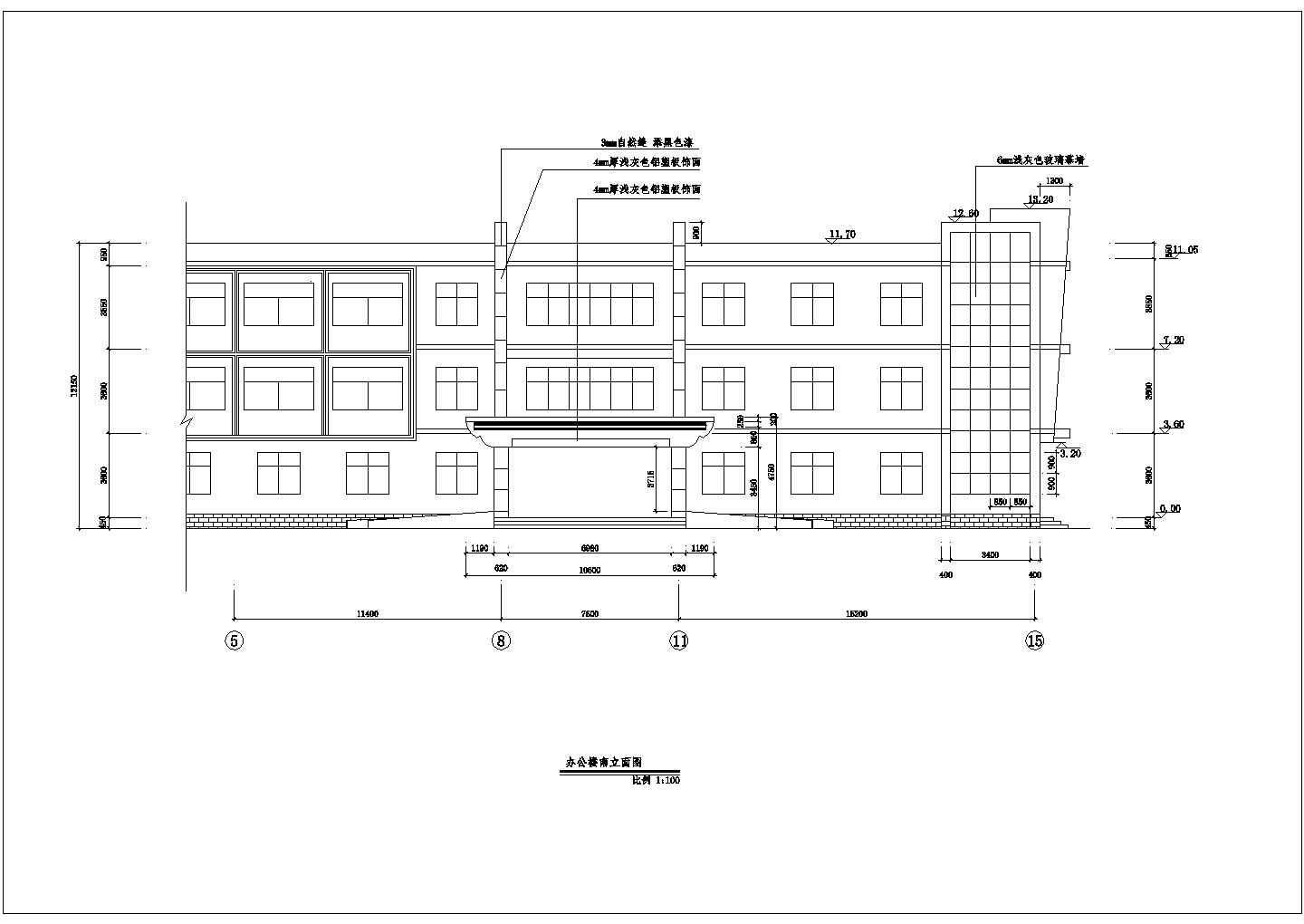 湖北省某厂办公楼餐厅装修施工设计图