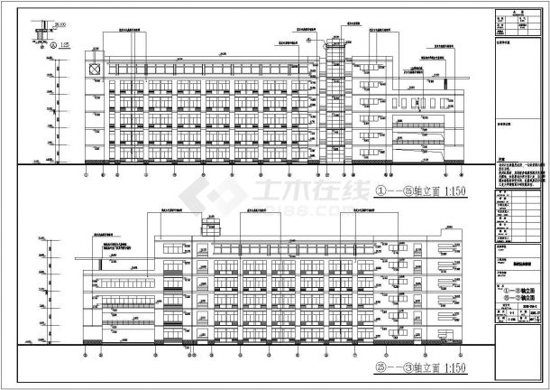 某六层中学实验楼全套建筑设计施工图-图一