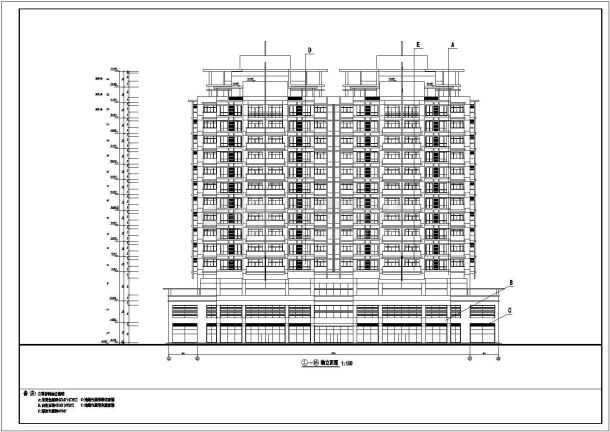 江苏省某地区中高层商住楼建筑施工总图-图一