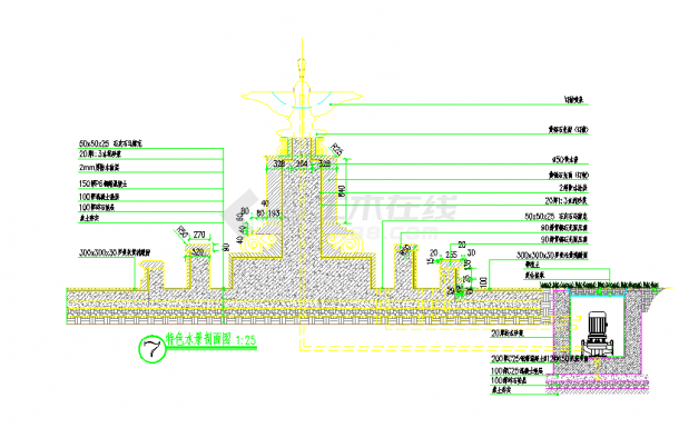 江南水乡某庭院水景喷泉设计施工图-图二