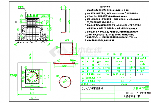 10KV架空线钢管杆基础电气原理图-图二