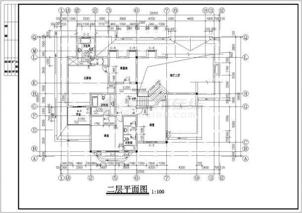 某二层小别墅建筑CAD施工方案图-图二