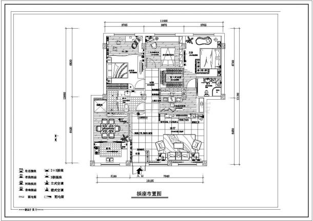 四川省某城区户型经典装修CAD施工图-图二