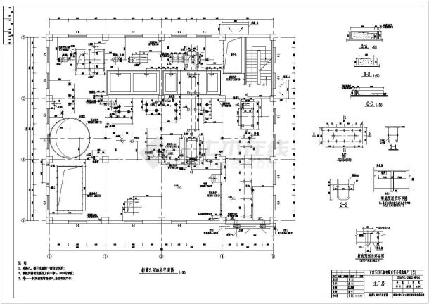 甘肃省某城镇玉门主厂房CAD建筑图-图一