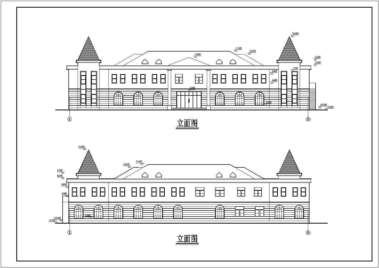 某医院二层实验楼建筑方案CAD图纸