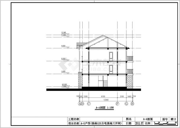 某地区三层新农村居住建筑设计施工图-图一