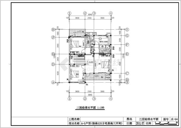 某地区三层农村住宅建筑给排水施工图-图二