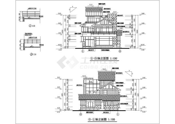 带观景平台三层大方新农村自建房屋建筑设计图-图二