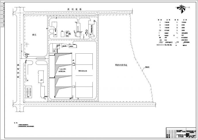 东莞某全套污水厂总CAD厂区排水及工艺管道平面图_图1