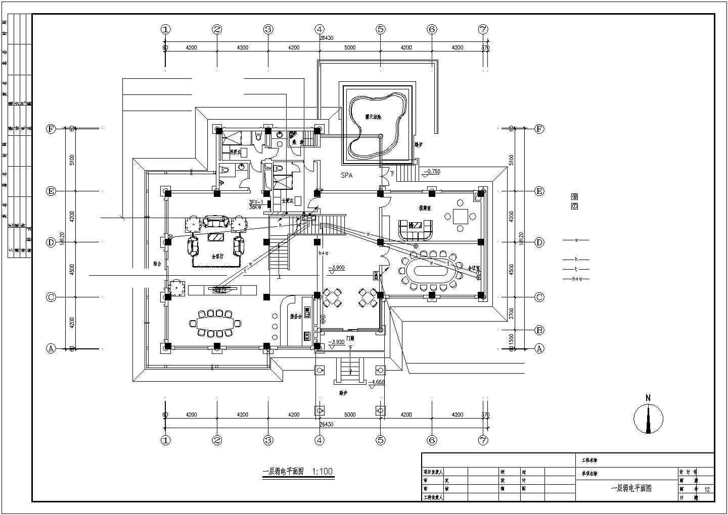 某宾馆会所电气设计施工CAD图纸