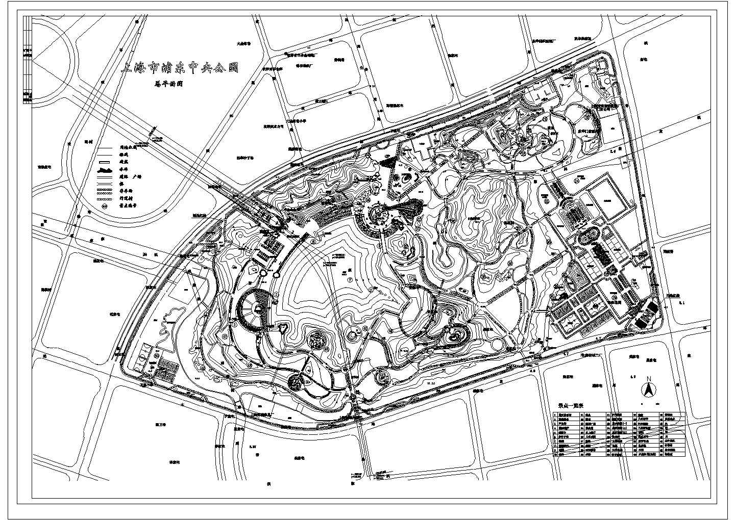 某中央公园规划设计cad总平面施工图（甲级院设计）