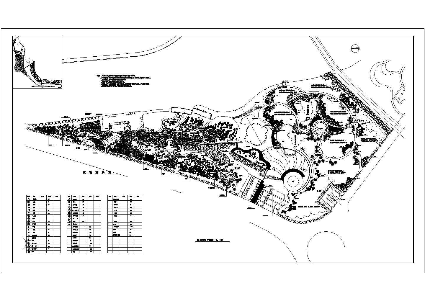 某大型公园植物配置规划设计cad总平面方案图纸（甲级院设计）