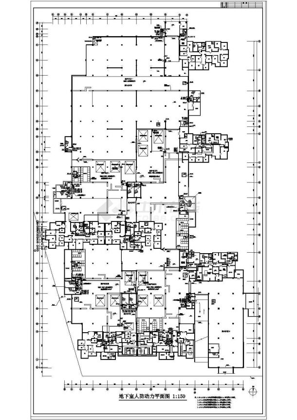 典型地下室人防工程设计cad施工平面图（甲级院设计）-图一