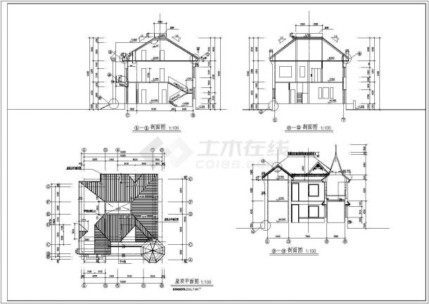 某多层框架结构俄罗斯式别墅设计cad全套建筑施工图（含设计说明）-图二