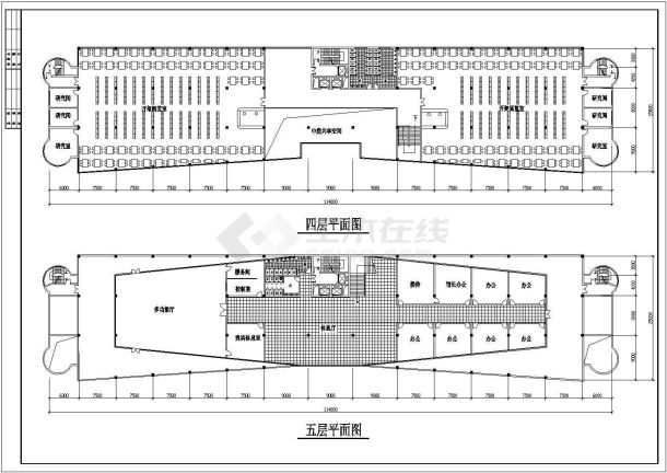 某三层图书馆全套建筑设计施工CAD图-图二