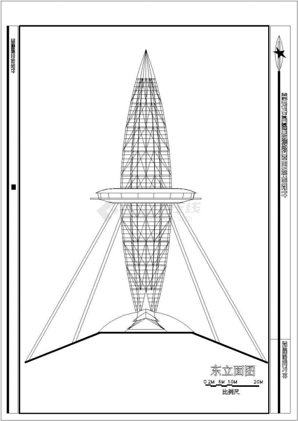 江苏省某地区观光塔CAD施工图纸-图二