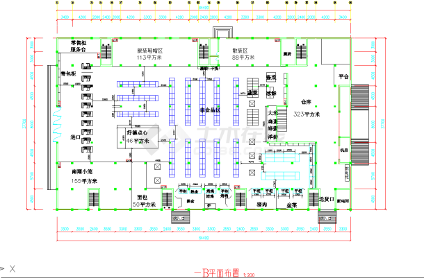 新昌超市建筑平面布置图纸（详细）-图二