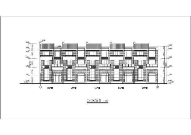 某高档别墅联排建筑CAD施工设计图-图二