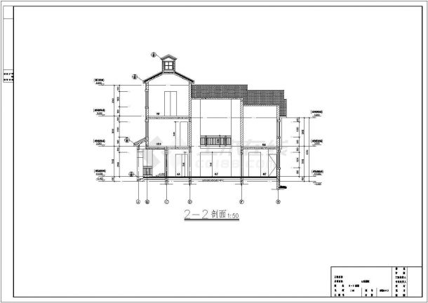 [廊坊]某三层别墅建筑CAD施工图-图一