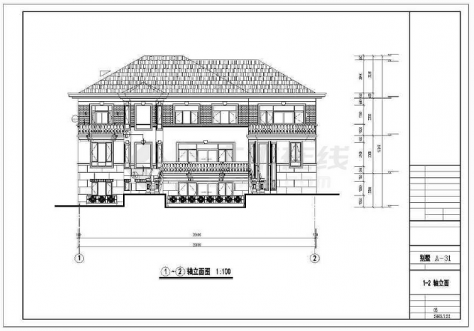 某单家独院式别墅建筑设计施工图（含效果图）_图1