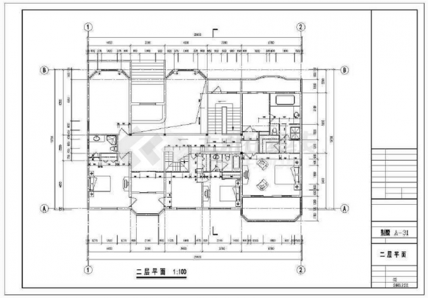 某单家独院式别墅建筑设计施工图（含效果图）-图二