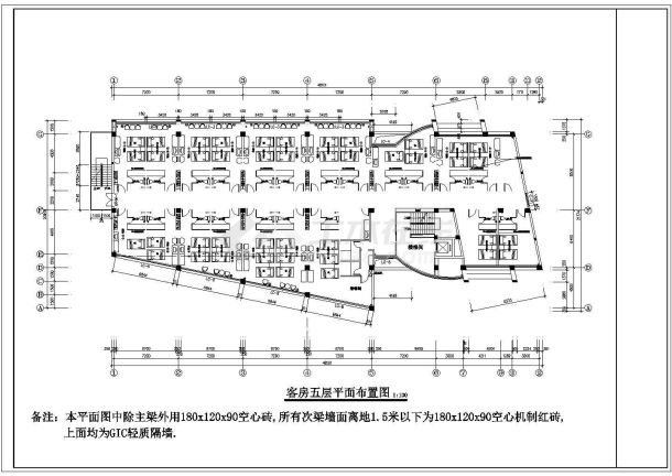 青海省某城区一座宾馆CAD平面布置图-图一