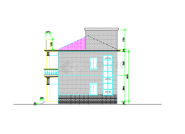 某地二层砖混结构独栋别墅设计施工图纸-图二