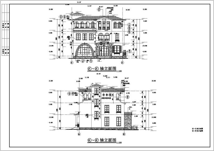 某地区三层别墅建筑施工CAD图纸_图1