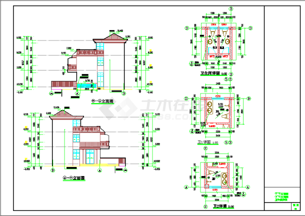 某地区框架结构别墅建筑设计施工图-图二