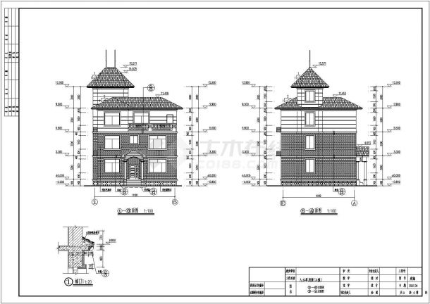 某地区三层住宅别墅建筑规划设计方案图-图一