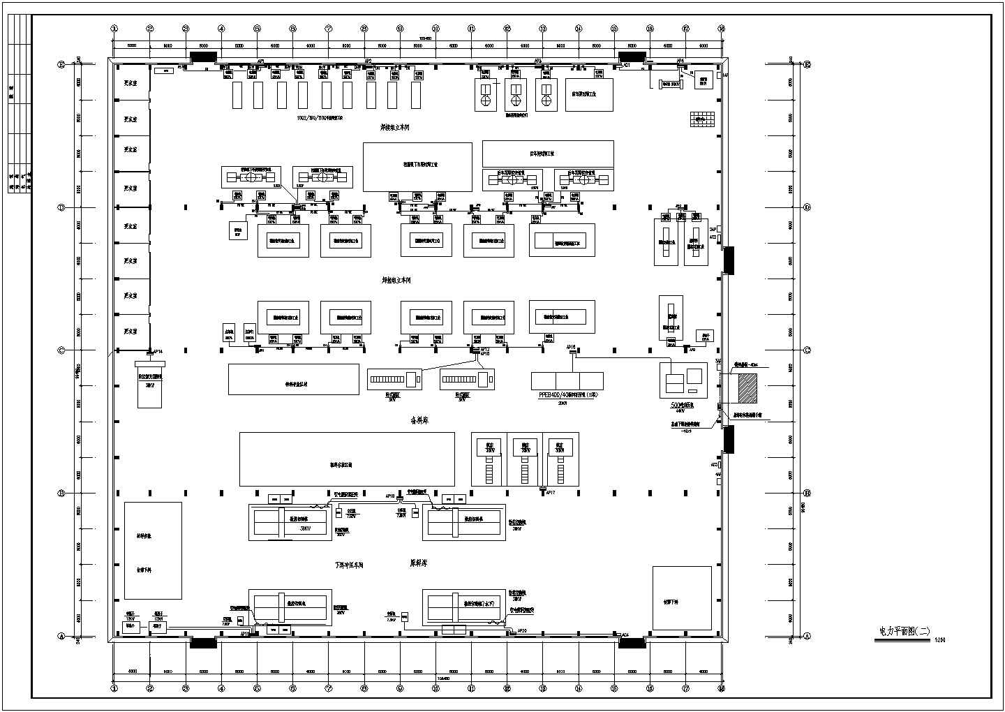 某单层工业厂房电气设计施工系统图