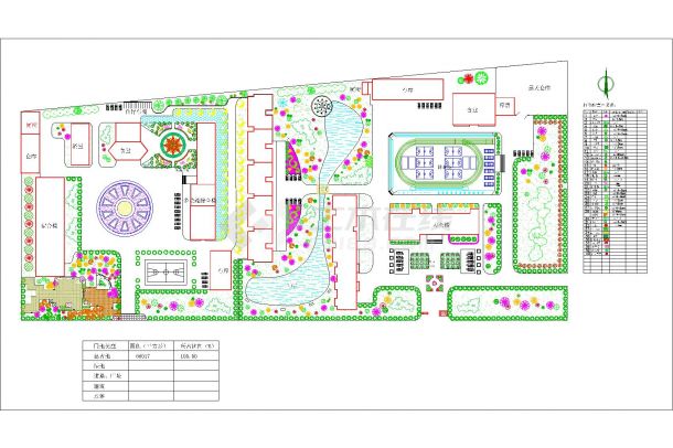 校园景观规划cad方案设计，含鸟瞰图-图一