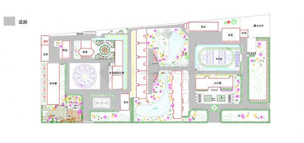 校园景观规划cad方案设计，含鸟瞰图-图二