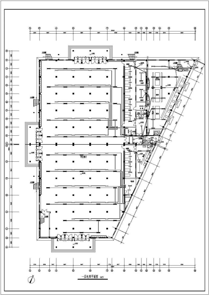 食堂建筑电气设计施工平面CAD图_图1