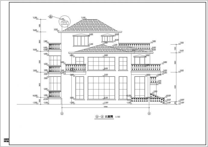 带地下室大气三层半自建别墅详细建筑设计图_图1