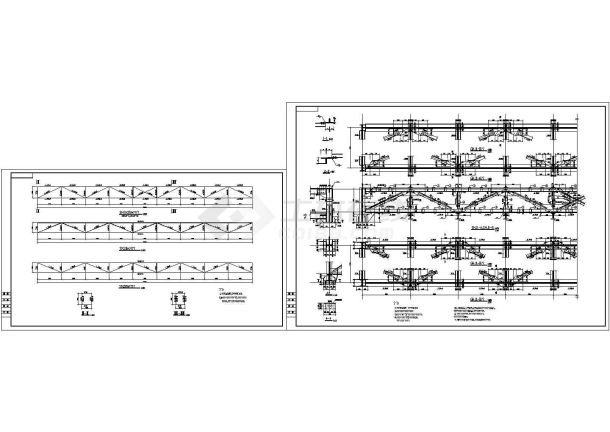 28米跨钢结构桁架图纸-图一