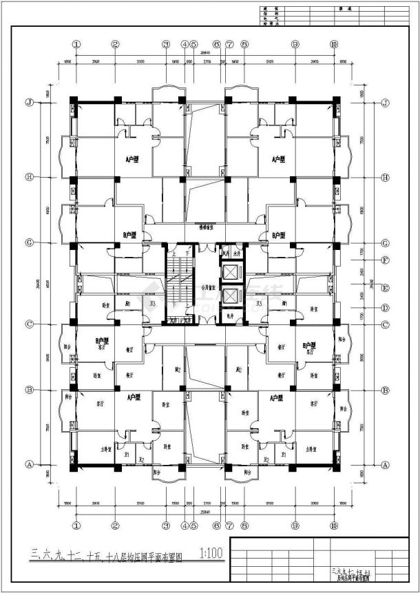 某二类高层商住楼防雷设计CAD方案图纸-图二