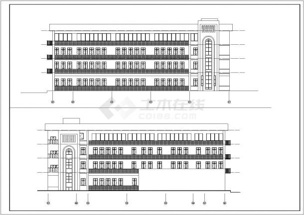 现代风格四层框架结构某教学楼建筑施工图-图一