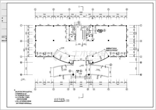 广东省某地区三层办公楼CAD建筑施工图-图一
