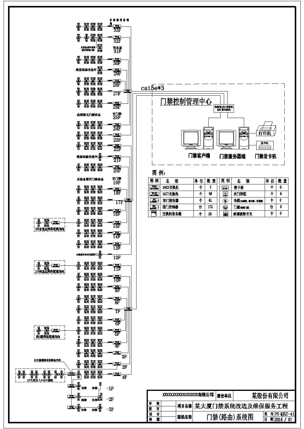 某大厦33层门禁系统图（CAD）