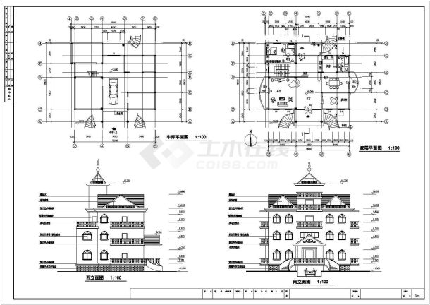 江苏省某地区三层农居建筑CAD设计图-图一