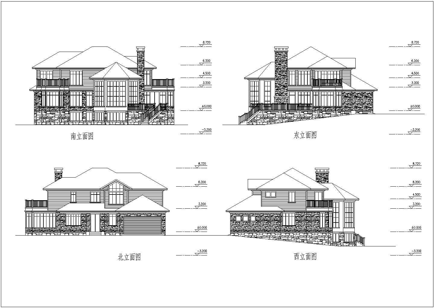 陕西省某城镇两层别墅CAD设计图